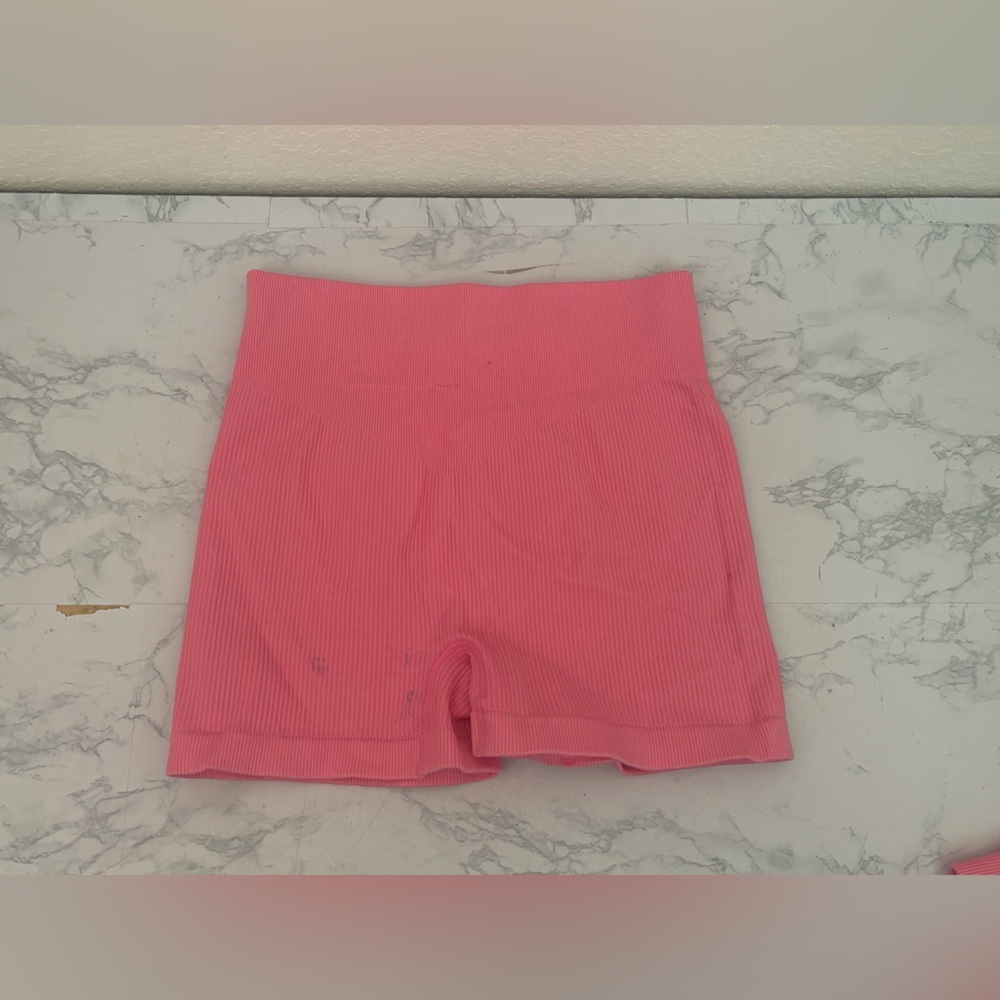 Nova Sport Activewear XL Sports Bra And Medium Bike Shorts Set Pink Ribbed​ - Picture 5 of 7
